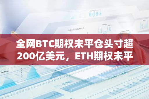 全网BTC期权未平仓头寸超200亿美元，ETH期权未平仓头寸为95.9亿美元