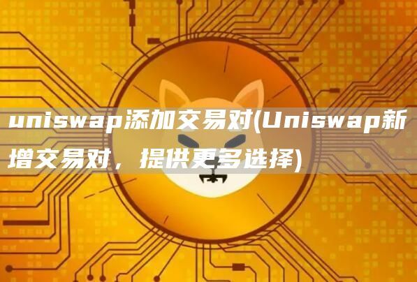 uniswap添加交易对(Uniswap新增交易对，提供更多选择)