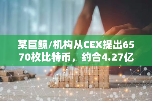 某巨鲸/机构从CEX提出6570枚比特币，约合4.27亿美元