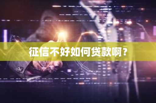 征信不好如何贷款啊？