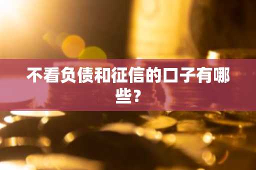 不看负债和征信的口子有哪些？